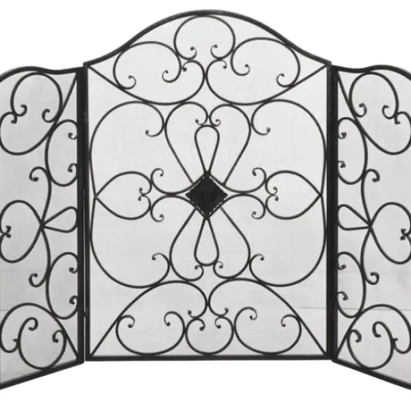 Fireplace Accessories-Kirkland's Home Black Metal Mesh Fireplace Screen