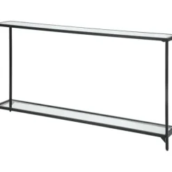 Console Tables-Kirkland's Home Black Metal Mirrored Top Console Table