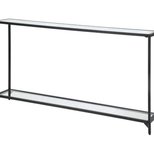 Console Tables-Kirkland's Home Black Metal Mirrored Top Console Table
