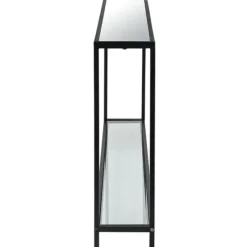 Console Tables-Kirkland's Home Black Metal Mirrored Top Console Table