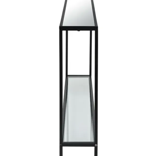Console Tables-Kirkland's Home Black Metal Mirrored Top Console Table