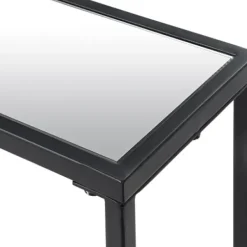 Console Tables-Kirkland's Home Black Metal Mirrored Top Console Table