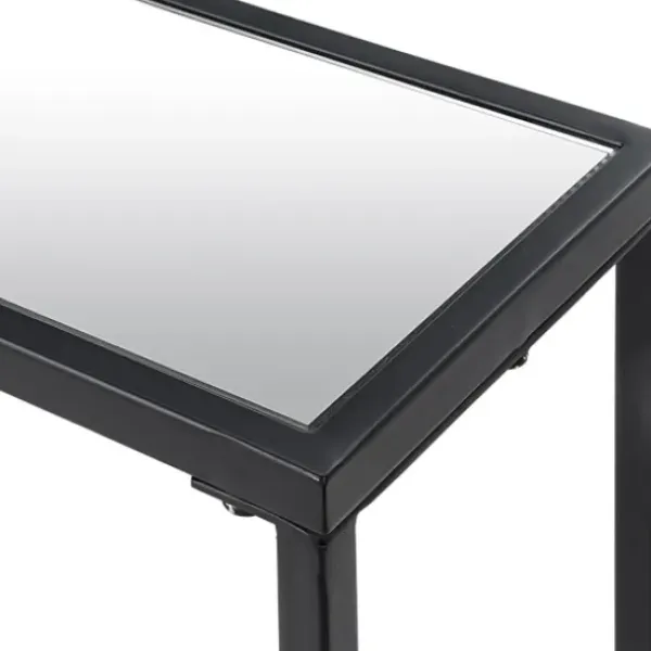 Console Tables-Kirkland's Home Black Metal Mirrored Top Console Table