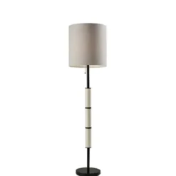 Floor Lamps-Kirkland's Home Black Metal Modern Accented Floor Lamp Black/Tan