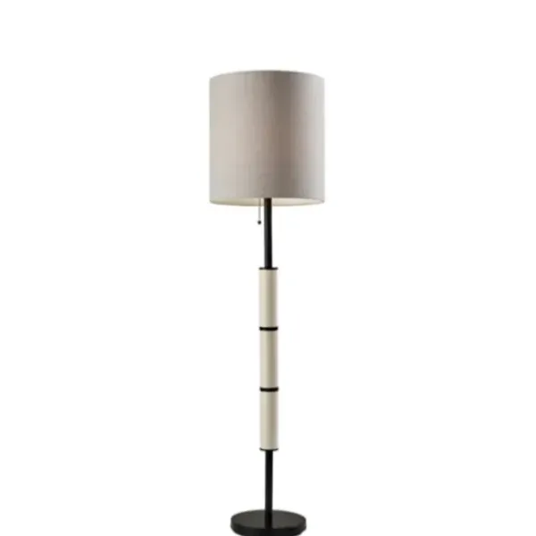 Floor Lamps-Kirkland's Home Black Metal Modern Accented Floor Lamp Black/Tan