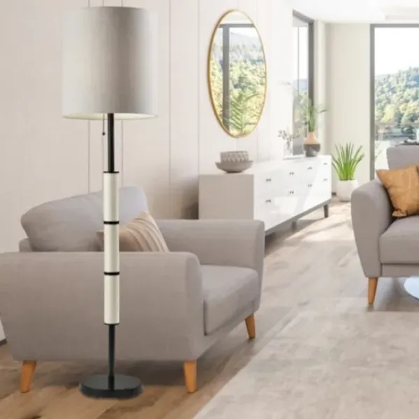 Floor Lamps-Kirkland's Home Black Metal Modern Accented Floor Lamp Black/Tan