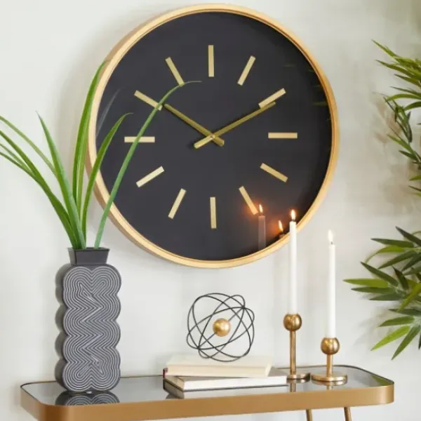 Clocks-Kirkland's Home Black Metal Modern Thomas Wall Clock