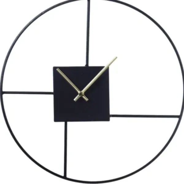 Clocks-Kirkland's Home Black Metal Open Back Abstract Wall Clock
