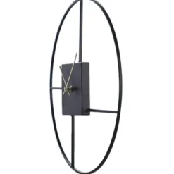 Clocks-Kirkland's Home Black Metal Open Back Abstract Wall Clock