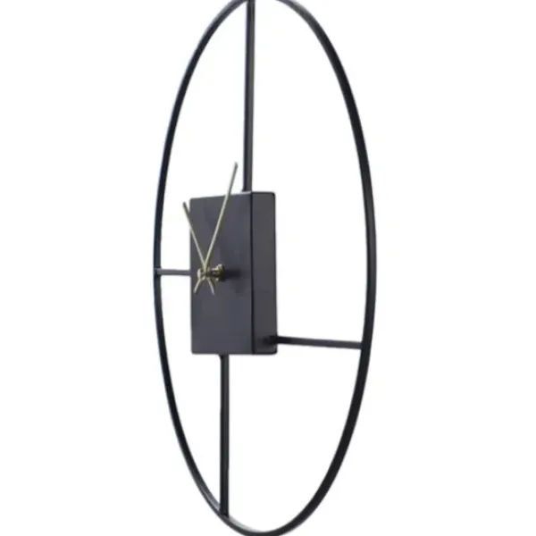 Clocks-Kirkland's Home Black Metal Open Back Abstract Wall Clock