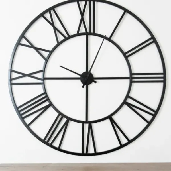 Clocks-Kirkland's Home Black Metal Open Face Aiden Wall Clock