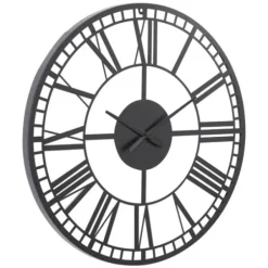 Clocks-Kirkland's Home Black Metal Open Frame Wall Clock