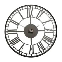 Clocks-Kirkland's Home Black Metal Open Frame Wall Clock