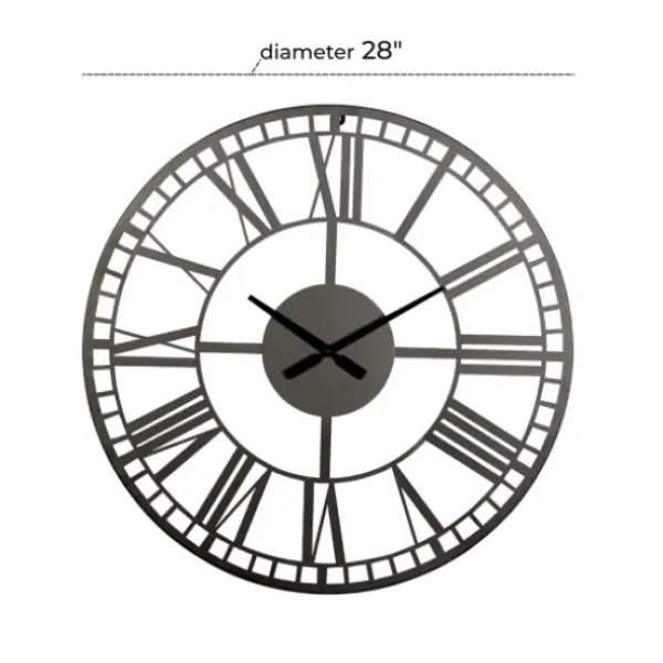 Clocks-Kirkland's Home Black Metal Open Frame Wall Clock