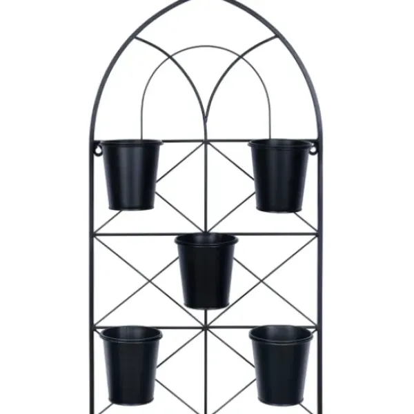 Wall Storage-Kirkland's Home Black Metal Panel 5-Pot Wall Planter