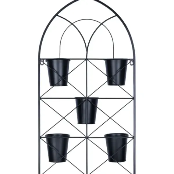 Wall Storage-Kirkland's Home Black Metal Panel 5-Pot Wall Planter