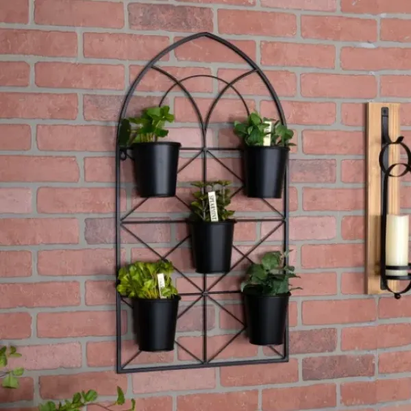 Wall Storage-Kirkland's Home Black Metal Panel 5-Pot Wall Planter