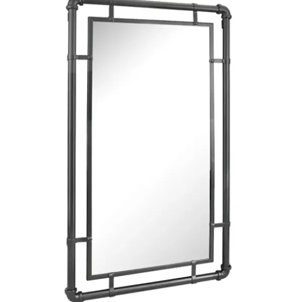 Decorative Mirrors-Kirkland's Home Black Metal Pipe Connected Mirror