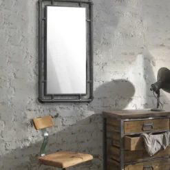 Decorative Mirrors-Kirkland's Home Black Metal Pipe Connected Mirror