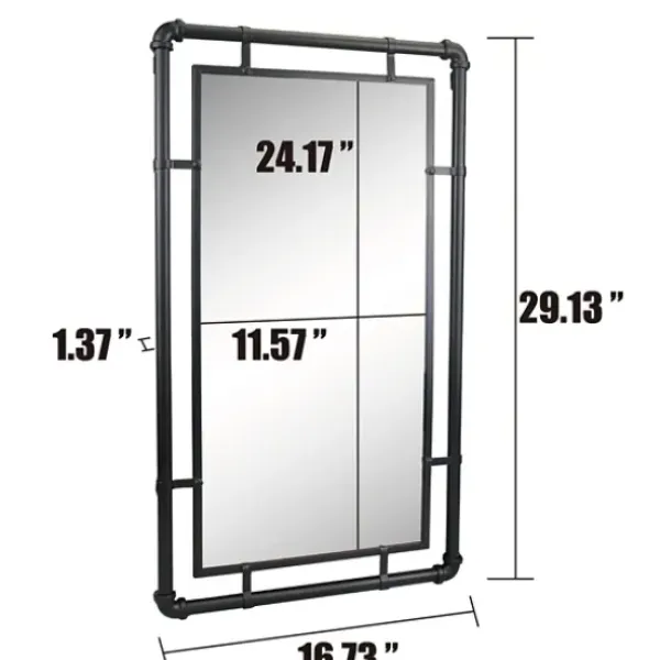 Decorative Mirrors-Kirkland's Home Black Metal Pipe Connected Mirror