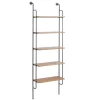 Shelves-Kirkland's Home Black Metal Pipe Frame Brown Wood Wall Shelf