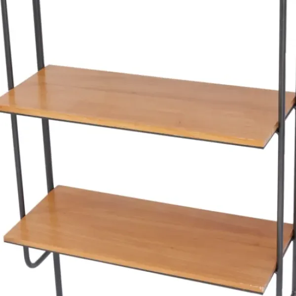 Shelves-Kirkland's Home Black Metal Pipe Frame Brown Wood Wall Shelf