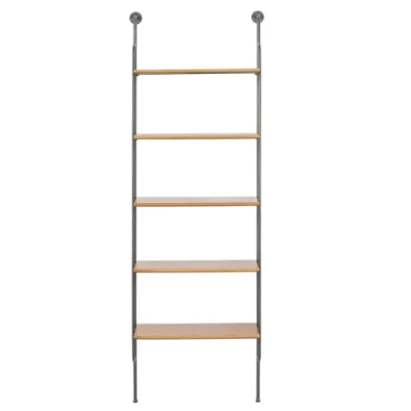 Shelves-Kirkland's Home Black Metal Pipe Frame Brown Wood Wall Shelf