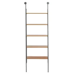 Shelves-Kirkland's Home Black Metal Pipe Frame Brown Wood Wall Shelf