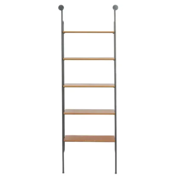 Shelves-Kirkland's Home Black Metal Pipe Frame Brown Wood Wall Shelf
