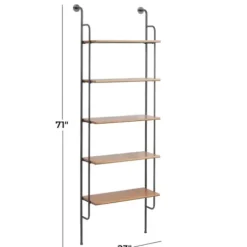 Shelves-Kirkland's Home Black Metal Pipe Frame Brown Wood Wall Shelf