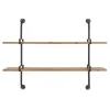 Shelves-Kirkland's Home Black Metal Pipe Two-Tier Wall Mounted Shelf