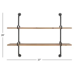 Shelves-Kirkland's Home Black Metal Pipe Two-Tier Wall Mounted Shelf