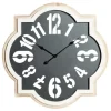 Clocks-Kirkland's Home Black Metal Quatrefoil Farmhouse Wall Clock