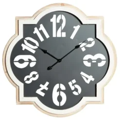 Clocks-Kirkland's Home Black Metal Quatrefoil Farmhouse Wall Clock