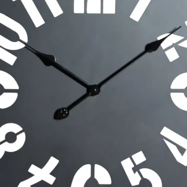 Clocks-Kirkland's Home Black Metal Quatrefoil Farmhouse Wall Clock