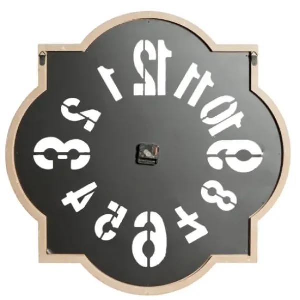 Clocks-Kirkland's Home Black Metal Quatrefoil Farmhouse Wall Clock