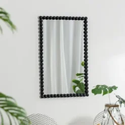 Decorative Mirrors-Kirkland's Home Black Metal Rectangle Beaded Wall Mirror