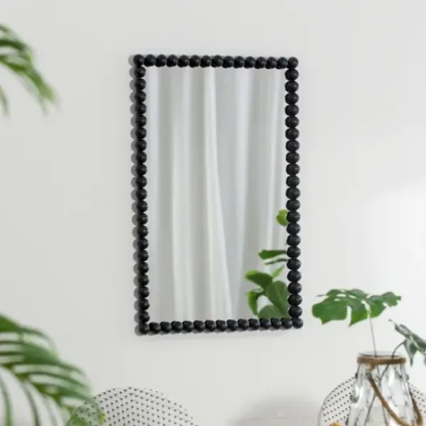Decorative Mirrors-Kirkland's Home Black Metal Rectangle Beaded Wall Mirror