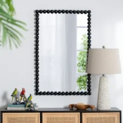 Decorative Mirrors-Kirkland's Home Black Metal Rectangle Beaded Wall Mirror