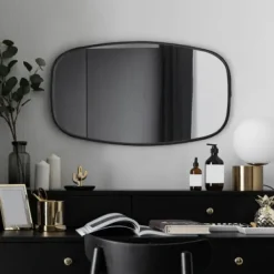Decorative Mirrors-Kirkland's Home Black Metal Rectangular Wall Mirror, 18X31.5 In.