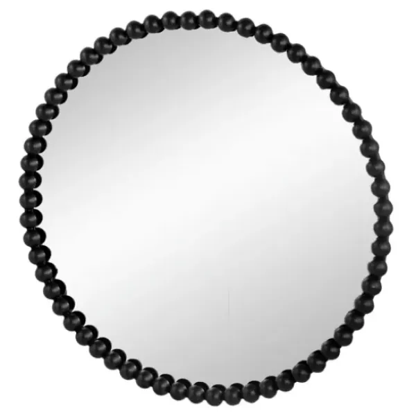 Decorative Mirrors-Kirkland's Home Black Metal Round Beaded Wall Mirror