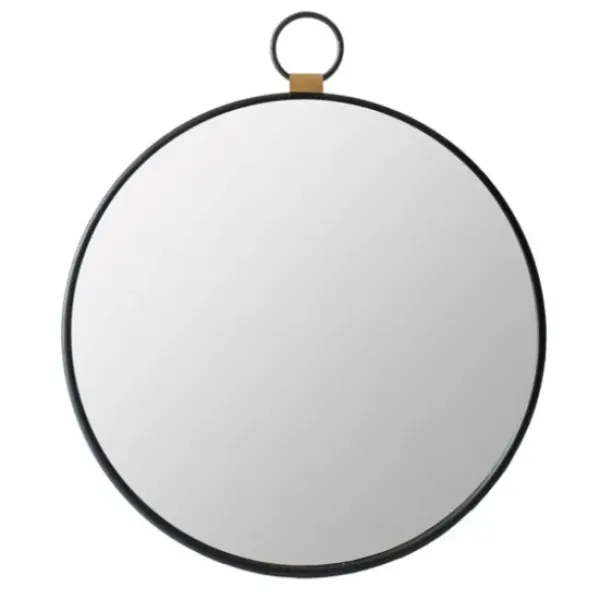 Decorative Mirrors-Kirkland's Home Black Metal Round Top Loop Wall Mirror
