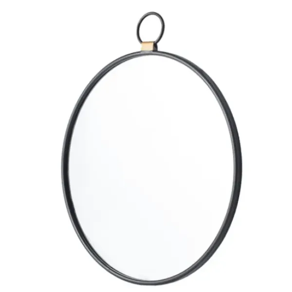 Decorative Mirrors-Kirkland's Home Black Metal Round Top Loop Wall Mirror