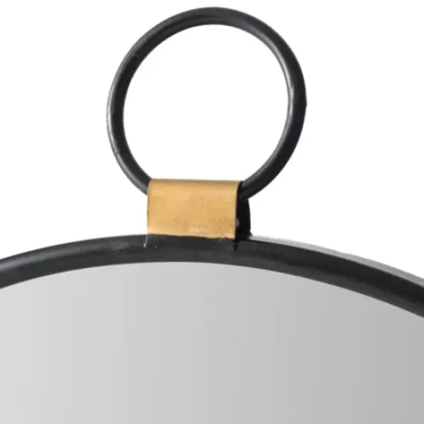 Decorative Mirrors-Kirkland's Home Black Metal Round Top Loop Wall Mirror