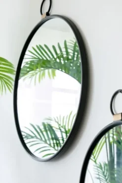 Decorative Mirrors-Kirkland's Home Black Metal Round Top Loop Wall Mirror
