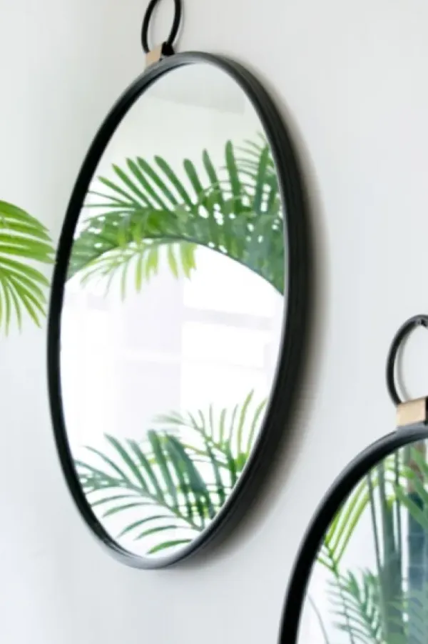 Decorative Mirrors-Kirkland's Home Black Metal Round Top Loop Wall Mirror