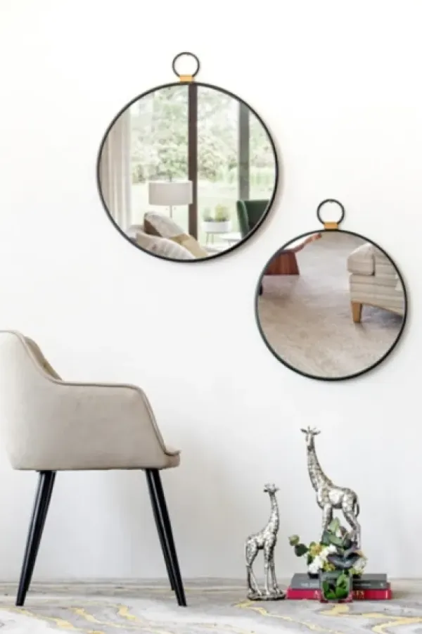 Decorative Mirrors-Kirkland's Home Black Metal Round Top Loop Wall Mirror