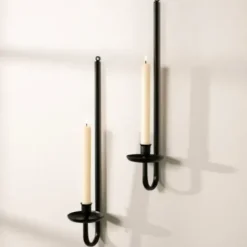 Sconces-Kirkland's Home Black Metal Taper Candle Holder Sconces, Set Of 2