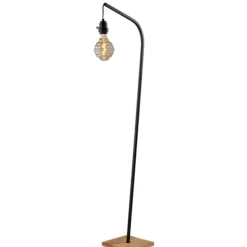 Floor Lamps-Kirkland's Home Black Metal Textured Edison Floor Lamp Gold