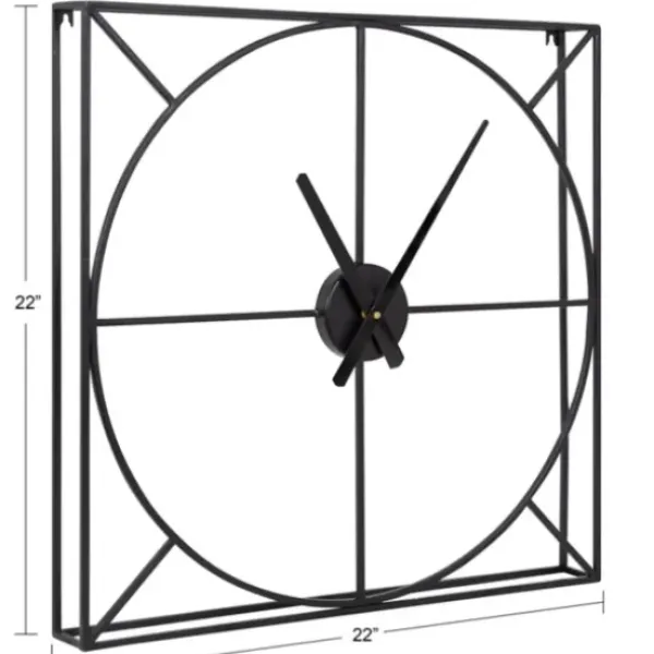 Clocks-Kirkland's Home Black Metal Willet Wall Clock